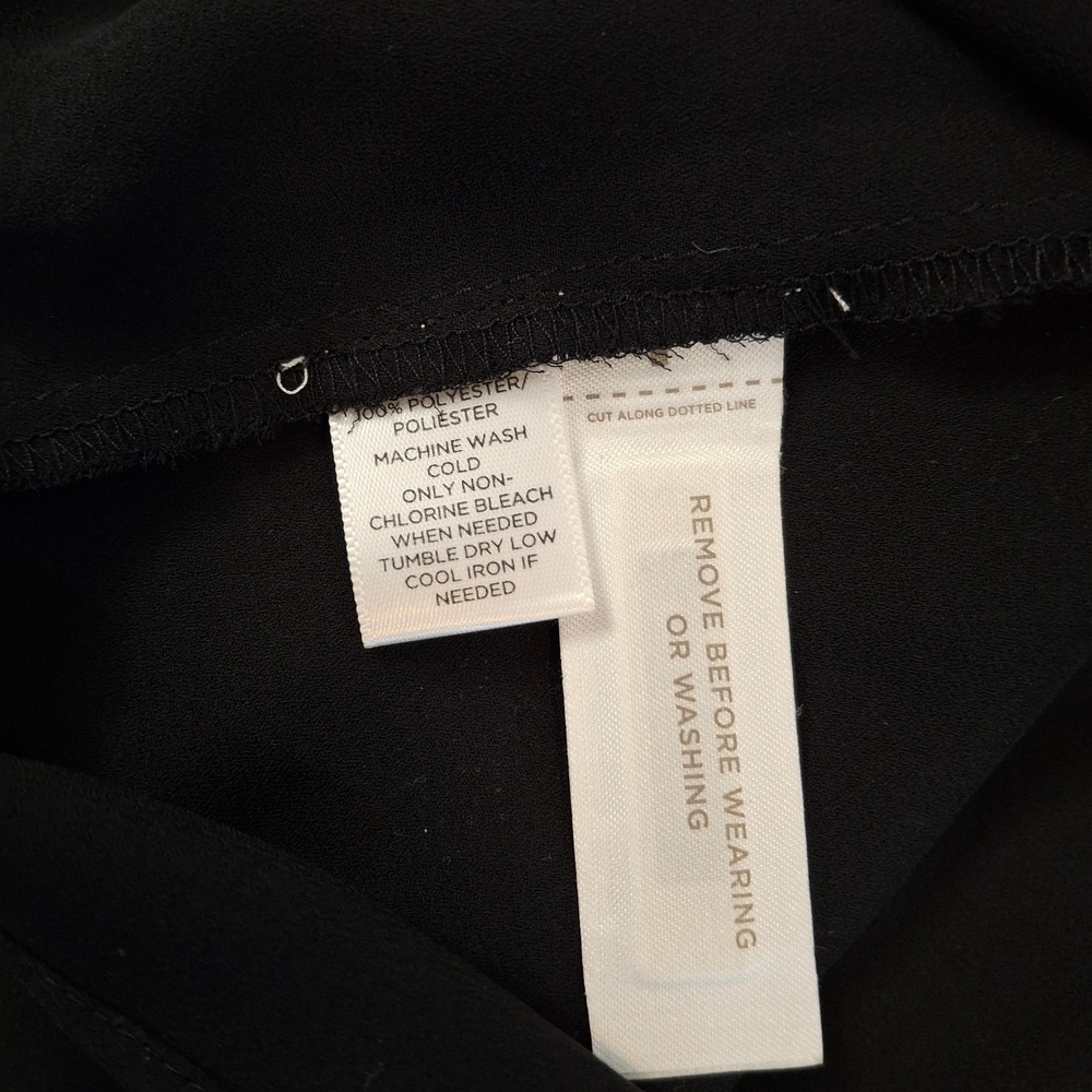 LOFT Women's Small Black Short Sleeve Cuffed Crew Neck Chiffon Blouse Top NWT - Picture 6 of 7